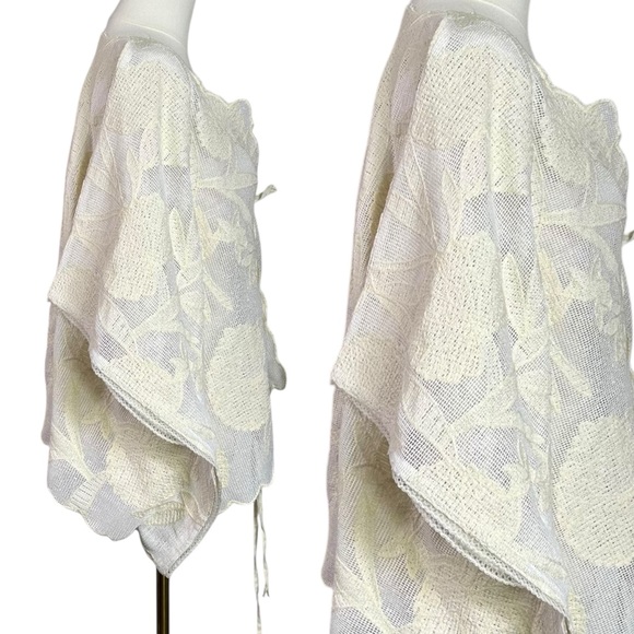 Free People Bohemian Beach Ethereal Cottage Lace Willow Tie Front Cape Kimono OS - Picture 10 of 15